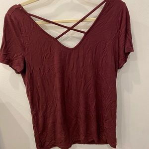 Basic dark red maroon going out tee date night shirt